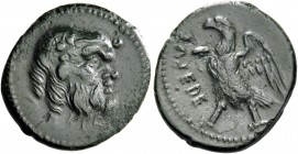 Umbria, Tuder. Bronze circa 280-240, Æ 2.96 g. Head of Silenus r. Rev. Eagle standing l., with open wings . Campana 3. SNG ANS 105. Historia Numorum I...