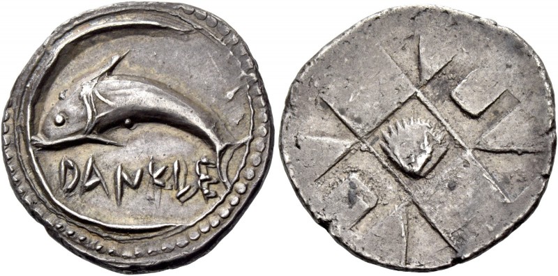 Messana as Zankle under the Samians. Chalcidian drachm circa 500, AR 5.61 g. DAN...