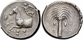 The Carthaginians in Sicily and North Africa. Tetradrachm, Carthago or Lilybaion circa 410-392, AR 17.23 g. qrt – h – dst in Punic characters Forepart...