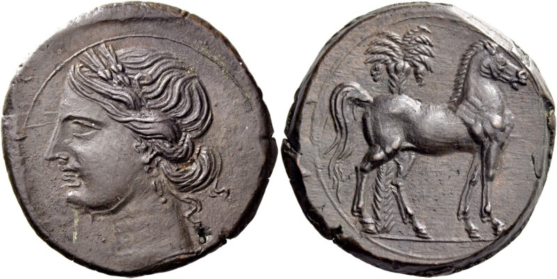 The Carthaginians in Sicily and North Africa. 3 shekels, Carthage circa 220-215,...