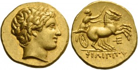 Kings of Macedonia, Philip II, 359 – 336 and posthumous issues. Stater, Amphipolis circa 323-315, AV 8.59 g. Laureate head of Apollo r. Rev. ΦΙΛΙΠΠΟΥ ...