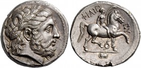 Kings of Macedonia, Philip II, 359 – 336 and posthumous issues. Tetradrachm, Pella circa 323-315, AR 14.35 g. Laureate head of Zeus r. Rev. ΦIΛIΠ – ΠO...