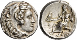 Alexander III, 336 – 323 and posthumous issues. Drachm, Sardes circa 334-323, AR 4.30 g. Head of Heracles r., wearing lion skin headdress. Rev. [AΛEΞA...