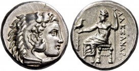 Alexander III, 336 – 323 and posthumous issues. Drachm, Lampsacus circa 328-323, AR 4.39 g. Head of Heracles r., wearing lion skin headdress. Rev. ΑΛΕ...