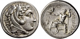 Kings of Paeonia, Audoleon, 315/0 – 286. Tetradrachm in name of Alexander III, Astibos or Damaestion circa 315/0-286, AR 17.21 g. Head of Heracles r.,...