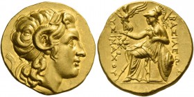 Kingdom of Thrace, Lysimachus, 323 – 281 and posthumous issues. Stater, Ephesus circa 294-287, AV 8.56 g. Diademed head of deified Alexander r., with ...