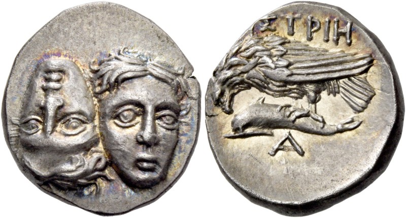 Moesia, Istrus. Drachm 4th-3rd century BC, AR 5.29 g. Two young male heads facin...