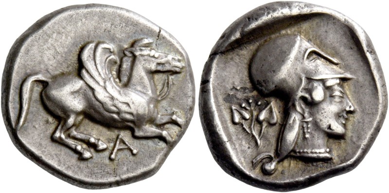 Epirus, Ambracia. Stater circa 460, AR 8.54 g. Pegasus flying r.; below, A. Rev....