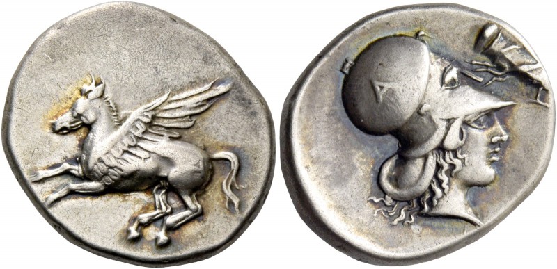 Epirus, Ambracia. Stater circa 404-360, AR 8.48 g. Pegasus flying l.; on hindqua...