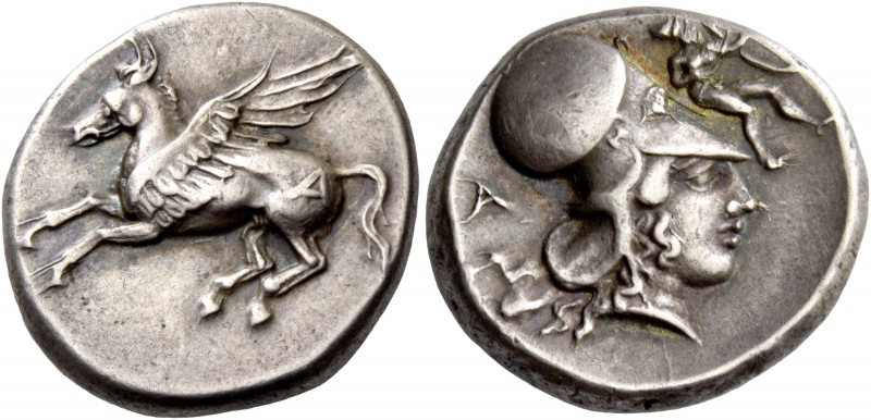 Epirus, Ambracia. Stater circa 380-360, AR 8.48 g. Pegasus flying l.; on hindqua...