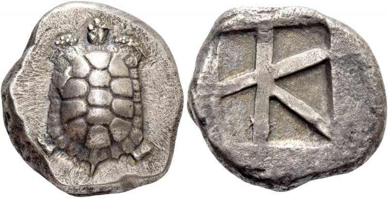 Aegina, Aegina. Stater circa 380, AR 11.73 g. Tortoise seen from above. Rev. Ske...