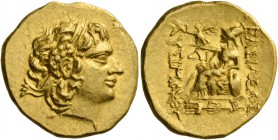 Kings of Pontus, Mithradates VI Eupator, circa 120-63. In the name or Lysimachus. Stater, Istros circa 88-86, AV 8.26 g. Diademed head of the deified ...