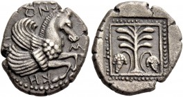 Troas, Skepsis. Drachm circa 460-400, AR 3.83 g. Σ – KH – ΨI – ON Forepart of Pegasus r. Rev. Palm tree; below, two bunches of grapes. All within shal...