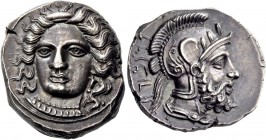Tarsus, Pharnabazos, 380 – 375. Stater, circa 380-375, AR 10.60 g. Head of nymph, wearing earring and necklace with pendants, facing three-quarters l....