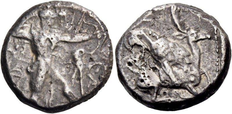 Melakiathon, 392 – 361. Siglos circa 392-361 BC, AR 10.32 g. Heracles advancing ...