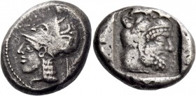 Lapethus, Uncertain king, circa 480. Siglos circa 480 BC, AR 10.81 g. Head of Athena l., wearing Corinthian helmet. Rev. Head of Heracles r., wearing ...