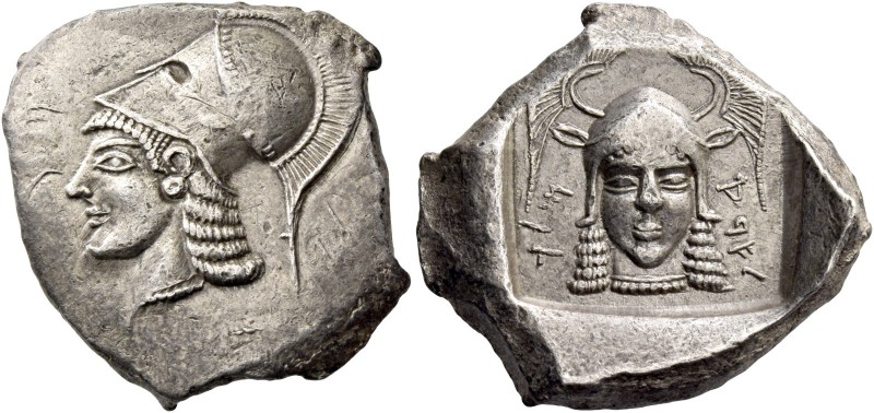 Sidqemelek, circa 435. Siglos circa 435, AR 11.17 g. of Sidqmelek in Phoenician ...