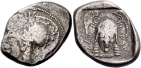 Sidqemelek, circa 435. Siglos circa 435, AR 10.50 g. of Sidqmelek in Phoenician characters. Head of Athena l., wearing Corinthian helmet. Rev. of Sidq...