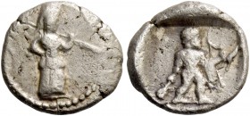 Demonikos II, 388 – 387. 1/12 siglos circa 388-387, AR 0.86 g. Athena standing r., holding spear. Rev. Heracles advancing r., holding club in r. hand ...