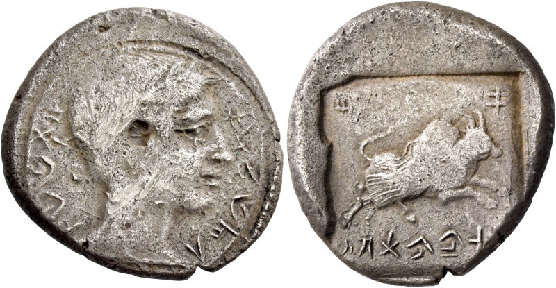 Stasioikos I, 450 – 400. Siglos 450-400, AR 10.92 g. ba si li fo se sa ta si fo ...