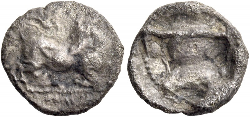 Paphos, Uncertain king, 525 – 480. 1/6 siglos circa 525-480, AR 1.42 g. Man-face...
