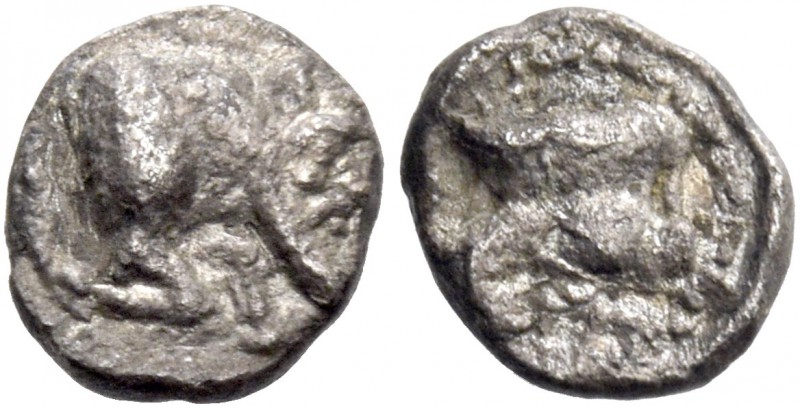 Paphos, Uncertain king, 525 – 480. 1/24 siglos circa 525-480, AR 0.37 g. Forepar...