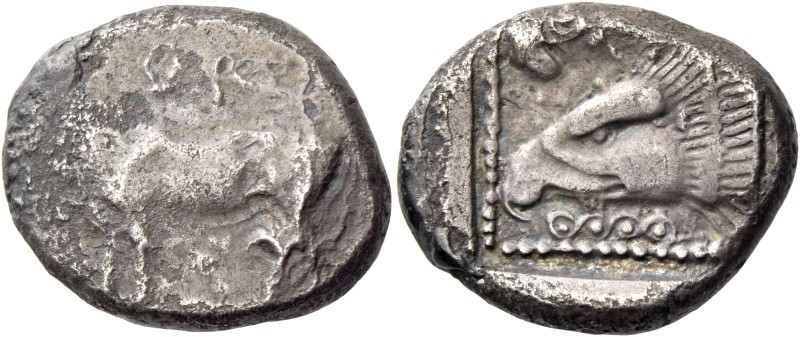 Pnytos (?), circa 500-480. Siglos circa 500-480, AR 10.07 g. pu nu in Cypriot ch...