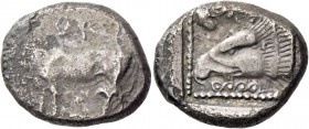 Pnytos (?), circa 500-480. Siglos circa 500-480, AR 10.07 g. pu nu in Cypriot characters. Bull standing l. Rev. Head of eagle l.; above, palmette and ...