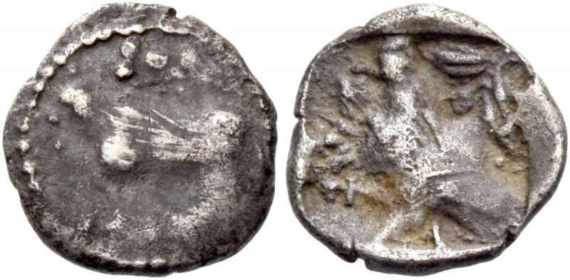 Pnytos (?), circa 500-480. 1/12 siglos 500-480, AR 0.77 g. Bull standing l.; abo...