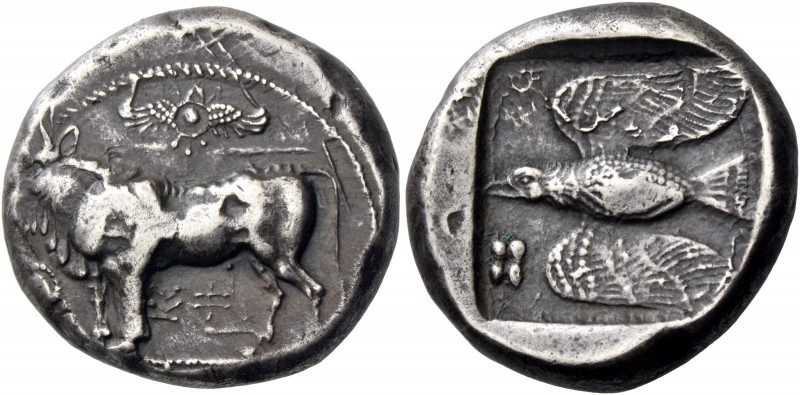 Onasi (–), circa 400. Siglos circa 400, AR 11.05 g. ba si le in Cypriot characte...