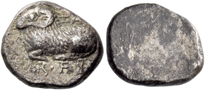 Salamis, Evelthon, 525 – 500. 1/6 siglos circa 525-500, AR 1.65 g. [e-u-we] / le...