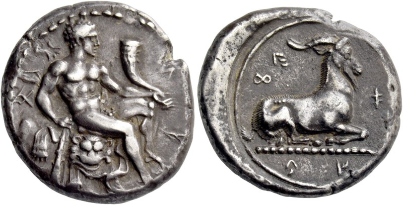 Evagoras I, 411 – 373. Siglos circa 411-373, AR 11.10 g. e u va ko ro in Cypriot...