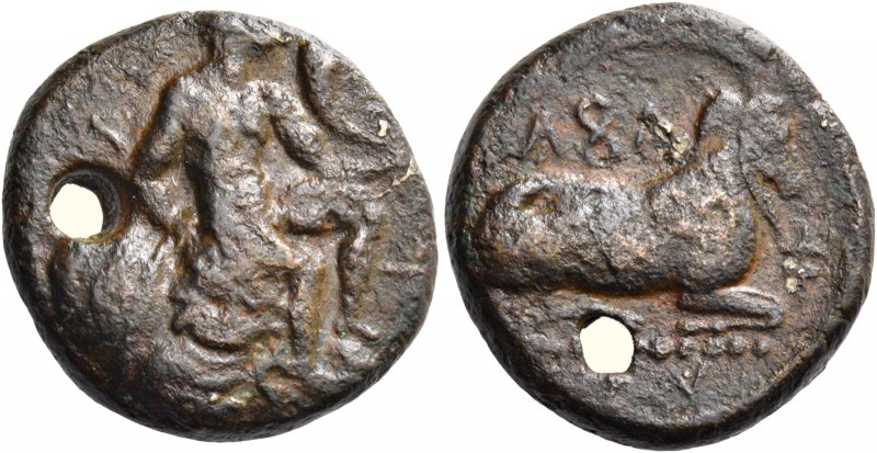Evagoras I, 411 – 373. Plated siglos circa 411-373, AE 9.38 g. e u va ko ro in C...