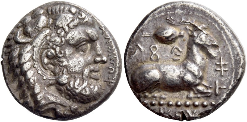 Evagoras I, 411 – 373. Siglos circa 411-373, AR 10.96 g. e u va ko ro in Cypriot...