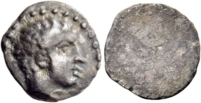 Evagoras I, 411 – 373. 1/12 siglos circa 411-374, AR 0.68 g. Bare male head r. R...