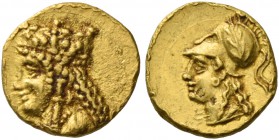Nikokles, 373 – 361. 1/12 Stater circa 373-361, AV 0.68 g. Draped bust of Aphrodite l., wearing decorated calathos. Rev. Head of Athena l., wearing Co...