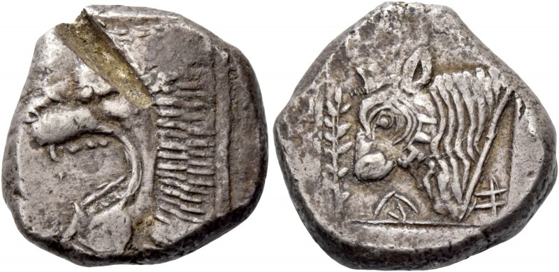 Uncertain mints. Siglos circa 515-485, AR 11.22 g. Head of lion l., with open mo...