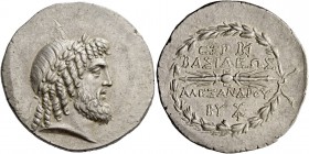 Alexander I Balas, 150 – 145. Tetradrachm, Seleucia Pieria circa 147-146, AR 17.01 g. Laureate head of Zeus with long curls and full beard r. Rev. ΒΑΣ...