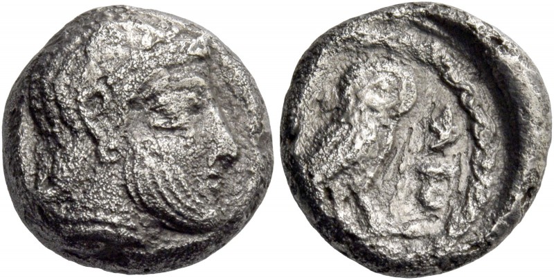 Philistian issues. Quarter shekel / drachm, Gaza circa 450–400 BC, AR 3.92 g. Be...