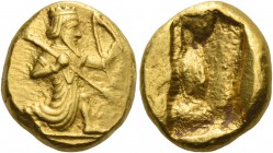 Achaemenid kings of Persia. Time of Xerxes II to Artaxerxes. Daric circa 420-375, AV 8.33 g. The Great King advancing r., holding bow and spear. Rev. ...