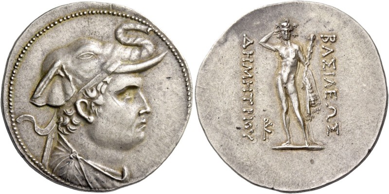 Demetrius I, 200 – 185. Tetradrachm, Panjhir (?) circa 200-185, AR 16.92 g. Drap...
