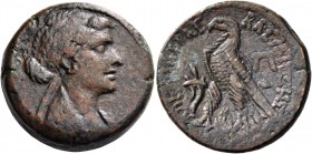 Cleopatra VII, 51 – 30. 80 drachmae, Alexandria circa 50-40, Æ 20.44 g. Diademed and draped bust r. Rev. ΒΑΣΙΛΙΣΣΗΣ – ΚΛΕOΠΑΤΡΑΣ Eagle standing l. on ...