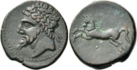 Kings of Numidia, Massinissa or Micipsa, 203 – 148 or 148 – 118. Bronze circa 203-148 or 148-118, Æ 13.53 g. Laureate and bearded male head l. Rev. Ga...