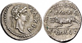 Juba II with Cleopatra Selene, 25 BC – AD 24. Denarius, Caesarea circa 11-23, AR 2.78 g. REX IVBA Diademed head r. Rev. BΛCIΛICCΛ – KΛCOΠΛIPΛ. Crocodi...