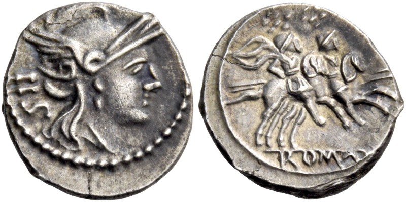 Corn-ear (second) series. Sestertius, Sicily circa 211-208, AR 1.06 g. Helmeted ...