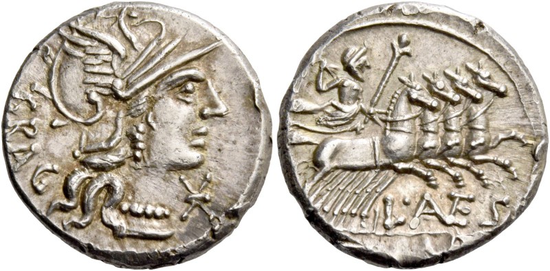 L. Antestius Gragulus. Denarius 136, AR 4.00 g. Helmeted head of Roma r.; below ...
