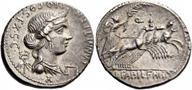 Cn. Cornelius Lentulus - C. Egnatius Cn. f. Cn. n. Maxumus C. Annius. Denarius, North-Italy 82-81, AR 3.91 g. C·ANNI·T·F·T·N· PRO·COS·EX·S·C Diademed ...