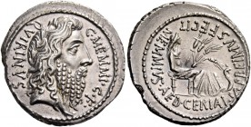 C. Memmius C. f. Denarius 56, AR 3.76 g. C·MEMMI·C·F· – QVIRINVS Laureate head of Quirinus r. Rev. MEMMIVS· AED·CERIALIA·PREIMVS·FECIT Ceres l. seated...