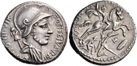 P. Fonteius P.f. Capito and T. Didius. Denarius 55, AR 3.90 g. P·FONTEIVS·P·F – CAPITO·III·VIR Helmeted and draped bust of Mars r., with trophy over s...