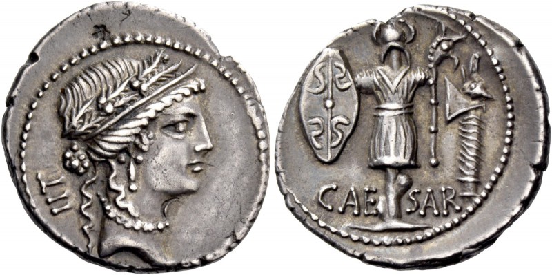 C. Iulius Caesar. Denarius, Illyria (Apollonia ?) early to mid 48, AR 3.83 g. Fe...